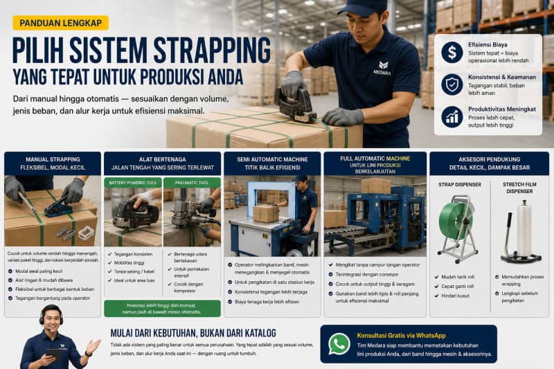 Manual, Semi Automatic, atau Full Automatic? Menentukan Sistem Strapping Sesuai Skala Produksi